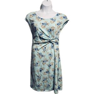 Lands' End Floral Twist Front M Sleeveless Cotton Cottagecore Summer Midi Dress